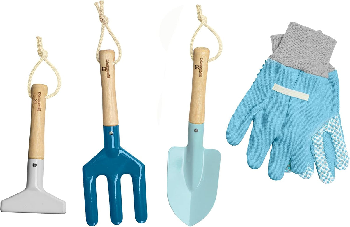 Gardening Set, Tool Kit, for Kids, STEM, Includes Tote Bag, Spade, Watering Can, Rake, Fork, Trowel and Gloves (Sunshine)