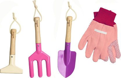 Gardening Set, Tool Kit, for Kids, STEM, Includes Tote Bag, Spade, Watering Can, Rake, Fork, Trowel and Gloves (Sunshine)