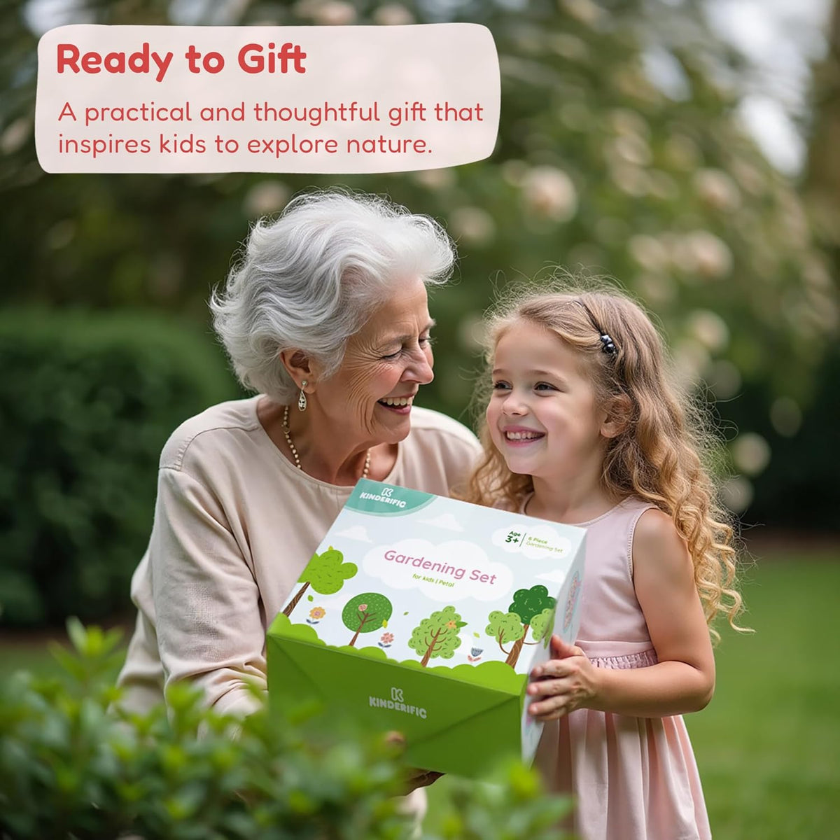 Gardening Set, Tool Kit, for Kids, STEM, Includes Tote Bag, Spade, Watering Can, Rake, Fork, Trowel and Gloves (Sunshine)