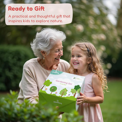 Gardening Set, Tool Kit, for Kids, STEM, Includes Tote Bag, Spade, Watering Can, Rake, Fork, Trowel and Gloves (Sunshine)