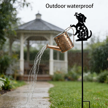 Solar Watering Can Lights with Metal Cat Stake for Garden decoration