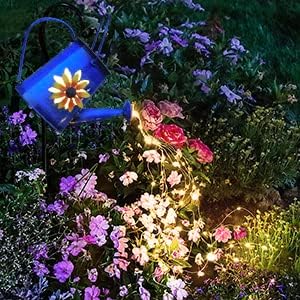 Solar Watering Can Lights with Metal Cat Stake for Garden decoration