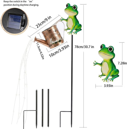 Solar Watering Can Lights with Metal Cat Stake for Garden decoration