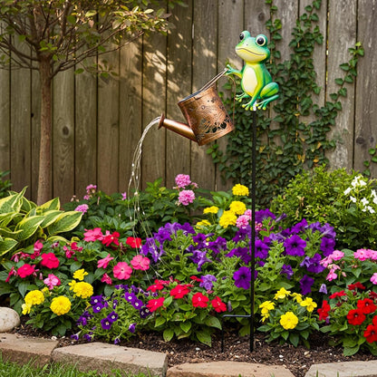 Solar Watering Can Lights with Metal Cat Stake for Garden decoration
