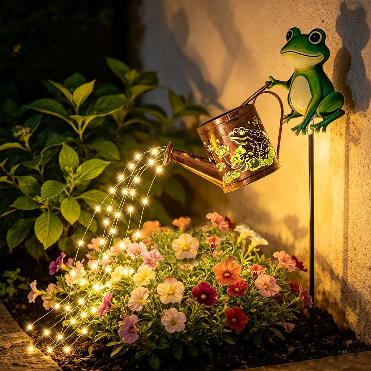 Solar Watering Can Lights with Metal Cat Stake for Garden decoration