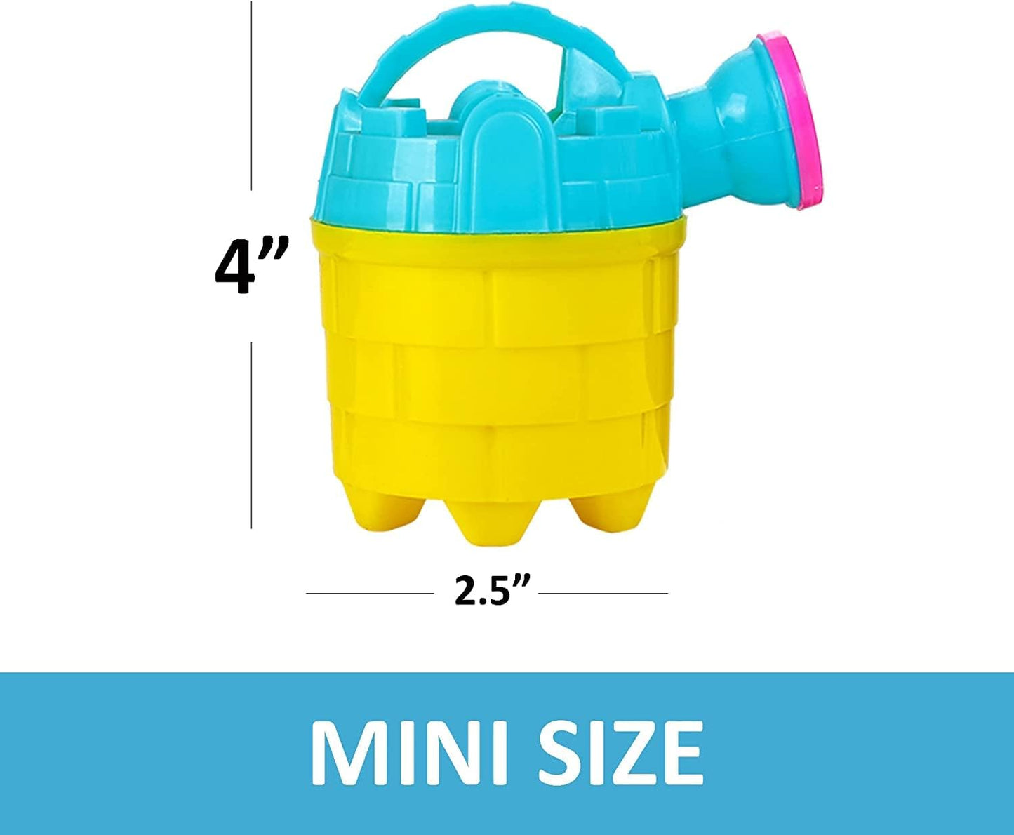 Kids Watering Cans Bulk (Mini) 6 Pack, 4.5 Inch Plastic - Gardening Planting Tools for Kids & Toddlers, Beach Party Favors Gifts, Bulk Sand Toys, Easter Basket Stuffers