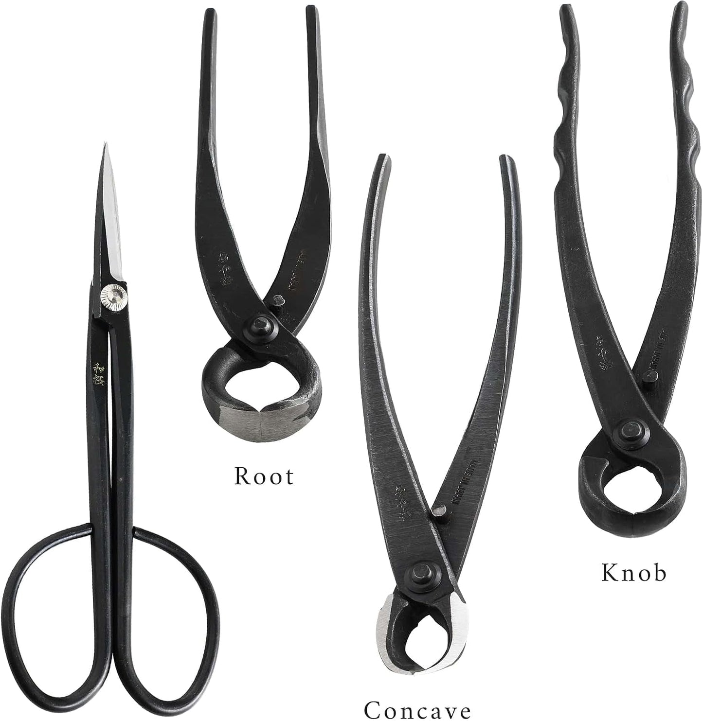 Wazakura Made in Japan 6PCS Bonsai Professional Tool Kit with Roll Bag: Yasugi Steel Ashinaga Scissor, Concave Branch Cutter, Knob Cutter, Jin Plier, Wire Cutter, Root Cutter. Bonsai Tool Set & Case