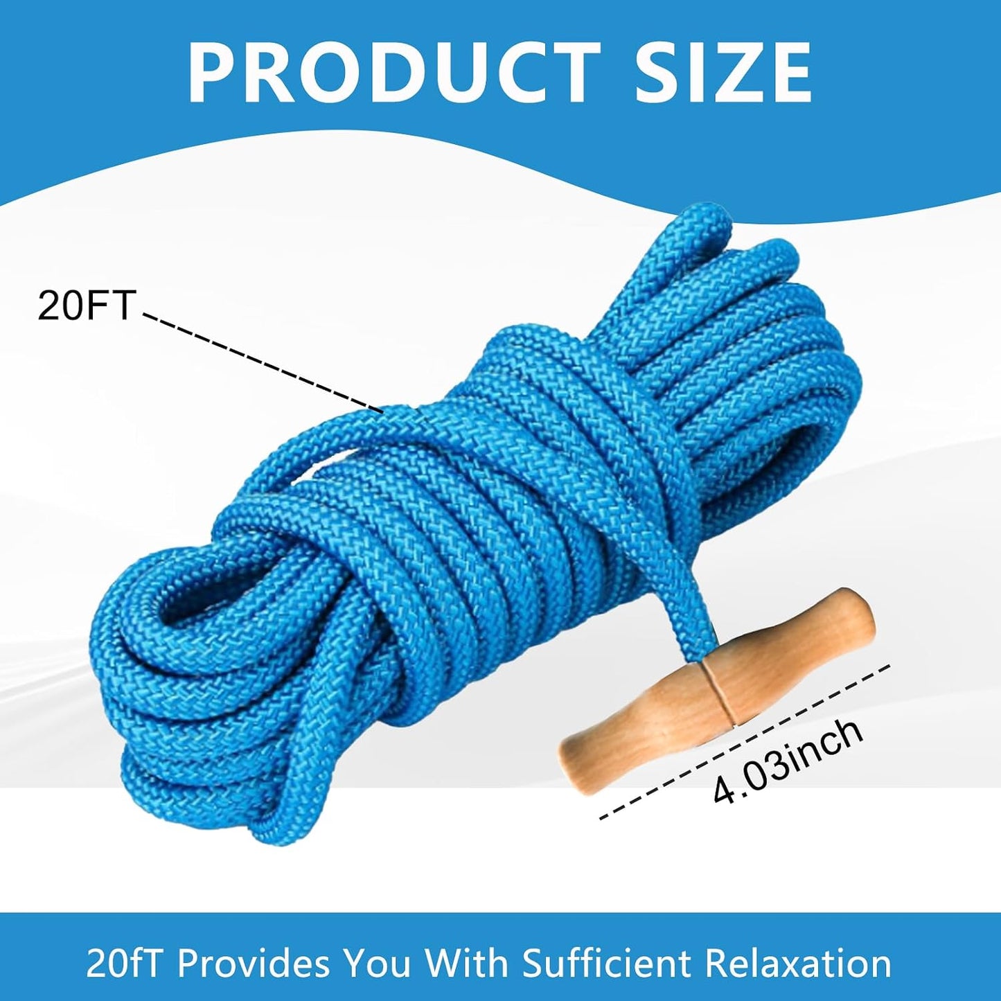 PR-20 Tree Pruner Rope Replacement Kit (20ft) Compatible with Jameson Fiscar Big Mouth Manual Pole Saw & Tree Pruner - Wooden Handle, Diameter Rope - Tree Trimmers Long Handle Pruner