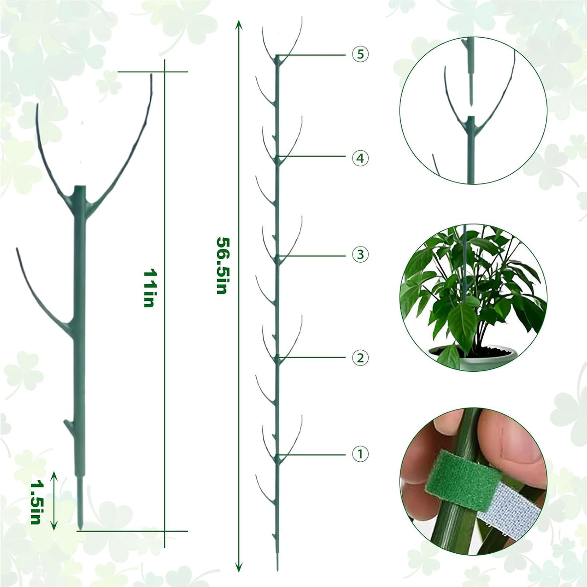 5 Pack Stackable Monstera Plant Support, Garden Plant Support Stakes for Indoor Outdoor Use, Suitable for Supporting Monstera and Climbing Plants, Replacement for Plant Stakes - Durable Garden Poles