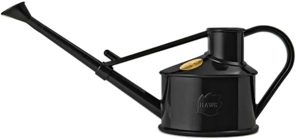 Indoor Plastic Watering Can | The HAWS Langley Sprinkler - One Pint | Pot Waterer | Fine Spray Rose | Recycled - Black
