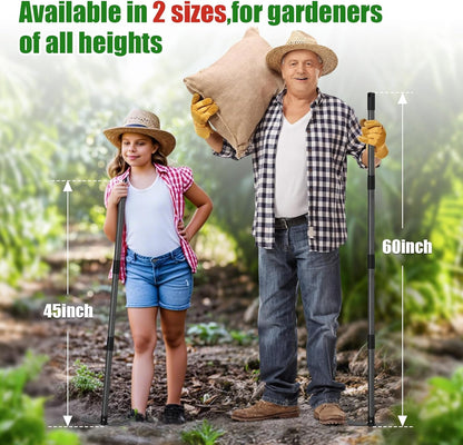 Garden Hoe with 3-Tine Cultivator Rake, 2-In-1 Carbon Steel Sharp Weeding Tool with 60 " Long Handle For Weed Removal, Soil Loosening, Planting,Cultivating In Raised Flower Beds,Vegetable Gardens