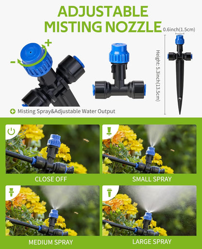 59FT Drip Irrigation Kit, Quick-Connect Garden Watering System