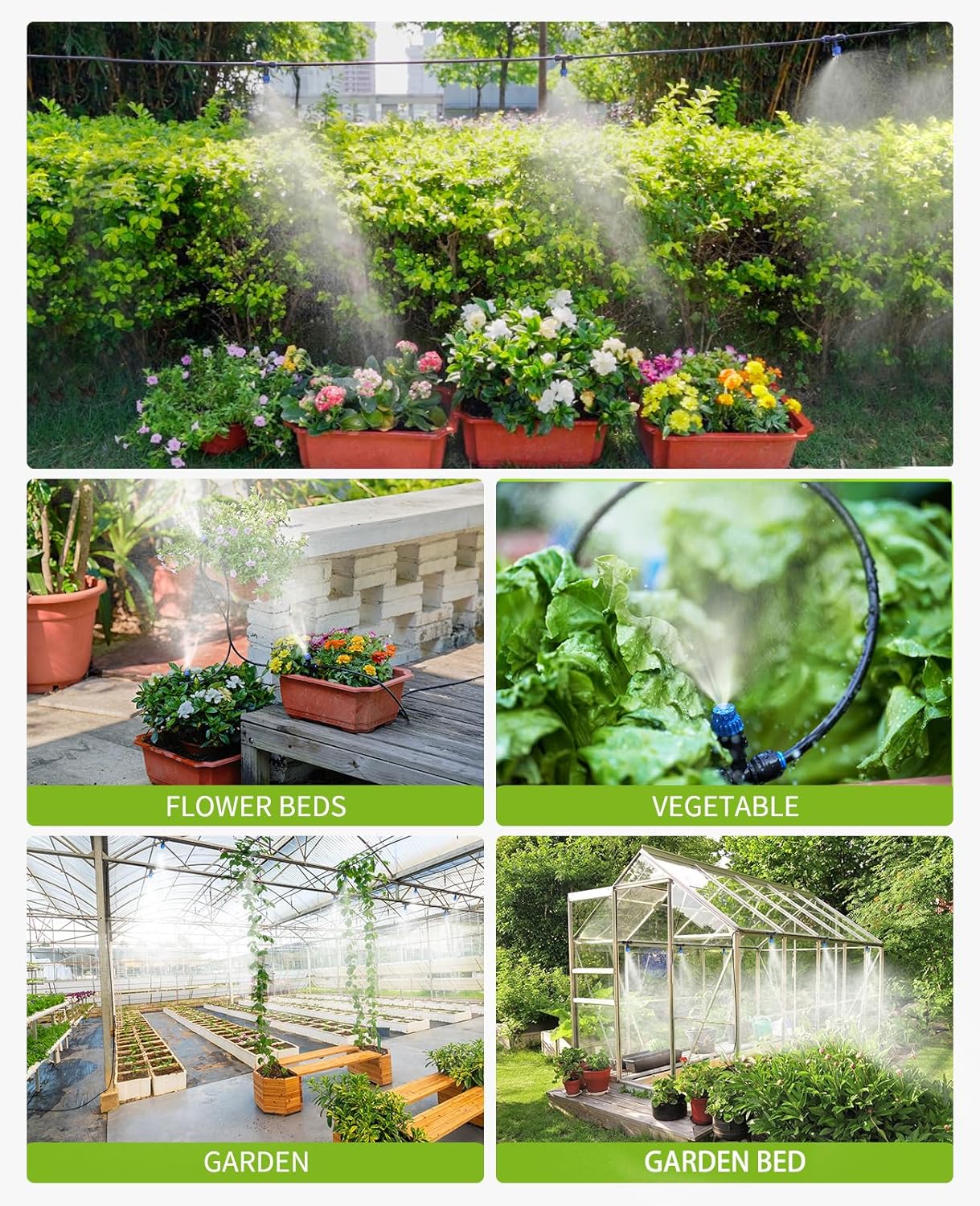 59FT Drip Irrigation Kit, Quick-Connect Garden Watering System