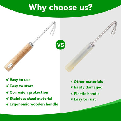 2 Pack Crack Weeder Tool with Bonus Root Hook, Lightweight Manual Weeding Tool for Sidewalk Cracks, Patio, Driveway & Pavers, Ergonomic Weed Remover for Grass, Moss & Small Weeds