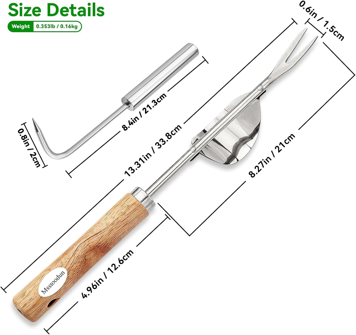 2 Pack Crack Weeder Tool with Bonus Root Hook, Lightweight Manual Weeding Tool for Sidewalk Cracks, Patio, Driveway & Pavers, Ergonomic Weed Remover for Grass, Moss & Small Weeds