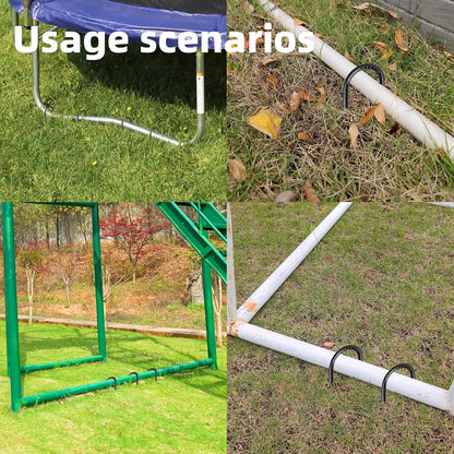 20 Pieces 12-Inch Garden Ground Stakes Galvanized Steel J Shape Hook Rebar Stakes - Heavy Duty Ground Anchors for Tents, Position Kits,Fences, and Trampolines
