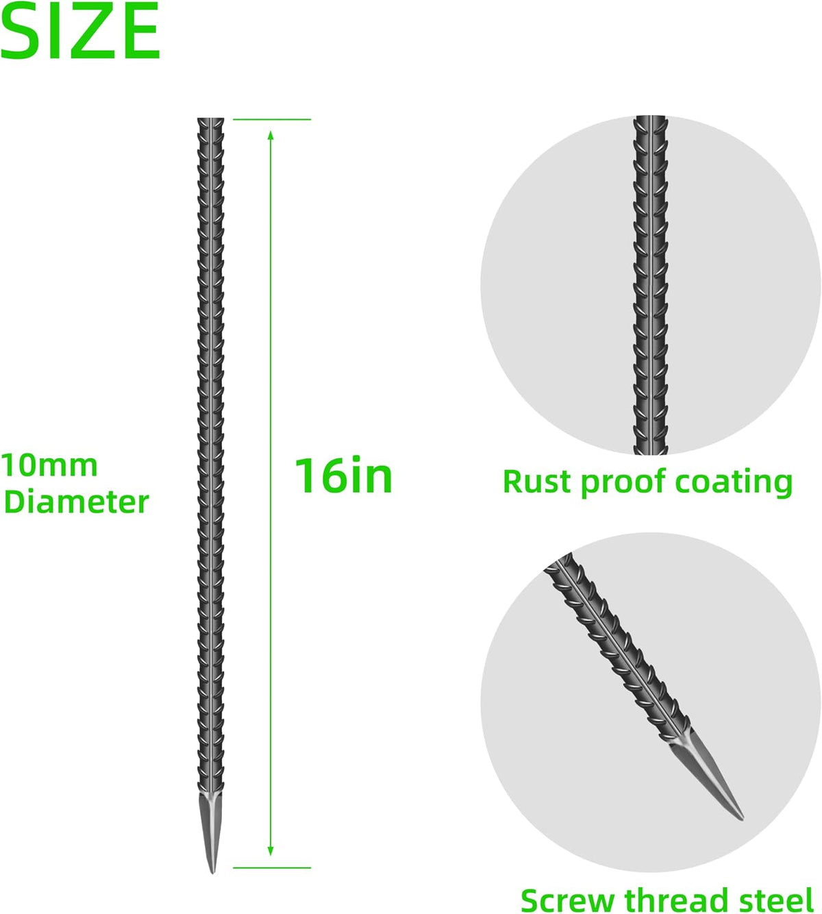 20 Pieces 12-Inch Garden Ground Stakes Galvanized Steel J Shape Hook Rebar Stakes - Heavy Duty Ground Anchors for Tents, Position Kits,Fences, and Trampolines