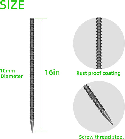 20 Pieces 12-Inch Garden Ground Stakes Galvanized Steel J Shape Hook Rebar Stakes - Heavy Duty Ground Anchors for Tents, Position Kits,Fences, and Trampolines