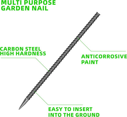 20 Pieces 12-Inch Garden Ground Stakes Galvanized Steel J Shape Hook Rebar Stakes - Heavy Duty Ground Anchors for Tents, Position Kits,Fences, and Trampolines