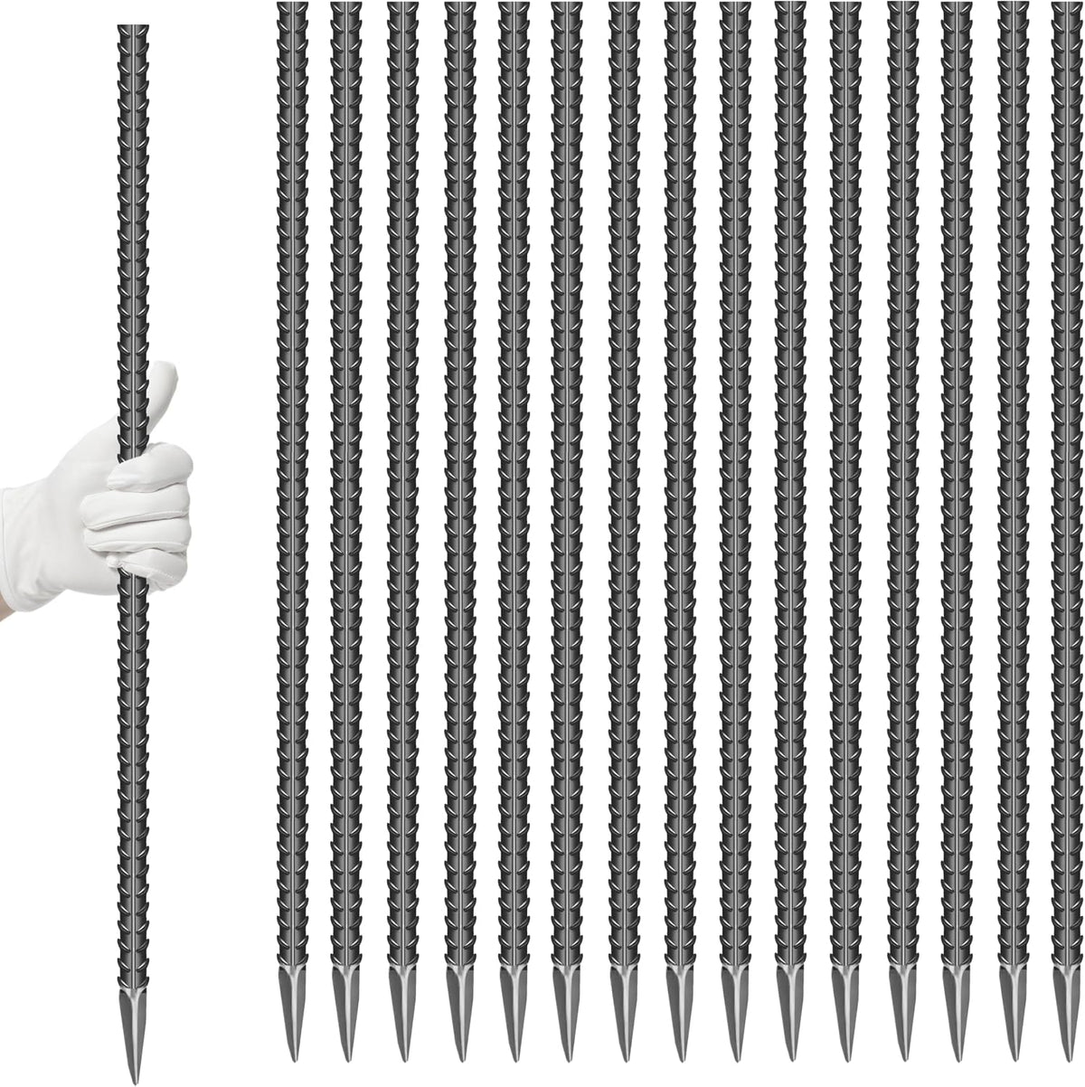 20 Pieces 12-Inch Garden Ground Stakes Galvanized Steel J Shape Hook Rebar Stakes - Heavy Duty Ground Anchors for Tents, Position Kits,Fences, and Trampolines