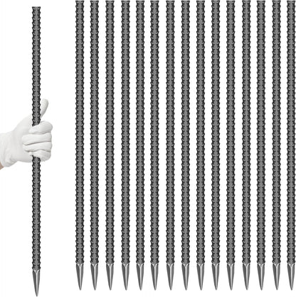 20 Pieces 12-Inch Garden Ground Stakes Galvanized Steel J Shape Hook Rebar Stakes - Heavy Duty Ground Anchors for Tents, Position Kits,Fences, and Trampolines