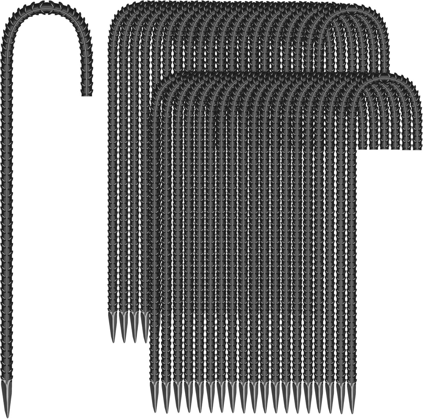 20 Pieces 12-Inch Garden Ground Stakes Galvanized Steel J Shape Hook Rebar Stakes - Heavy Duty Ground Anchors for Tents, Position Kits,Fences, and Trampolines
