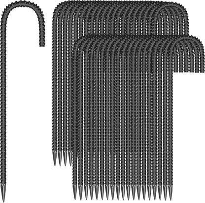 20 Pieces 12-Inch Garden Ground Stakes Galvanized Steel J Shape Hook Rebar Stakes - Heavy Duty Ground Anchors for Tents, Position Kits,Fences, and Trampolines