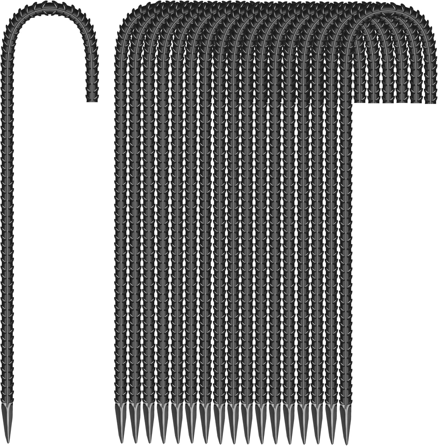 20 Pieces 12-Inch Garden Ground Stakes Galvanized Steel J Shape Hook Rebar Stakes - Heavy Duty Ground Anchors for Tents, Position Kits,Fences, and Trampolines