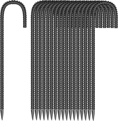 20 Pieces 12-Inch Garden Ground Stakes Galvanized Steel J Shape Hook Rebar Stakes - Heavy Duty Ground Anchors for Tents, Position Kits,Fences, and Trampolines