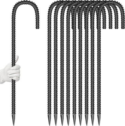 20 Pieces 12-Inch Garden Ground Stakes Galvanized Steel J Shape Hook Rebar Stakes - Heavy Duty Ground Anchors for Tents, Position Kits,Fences, and Trampolines