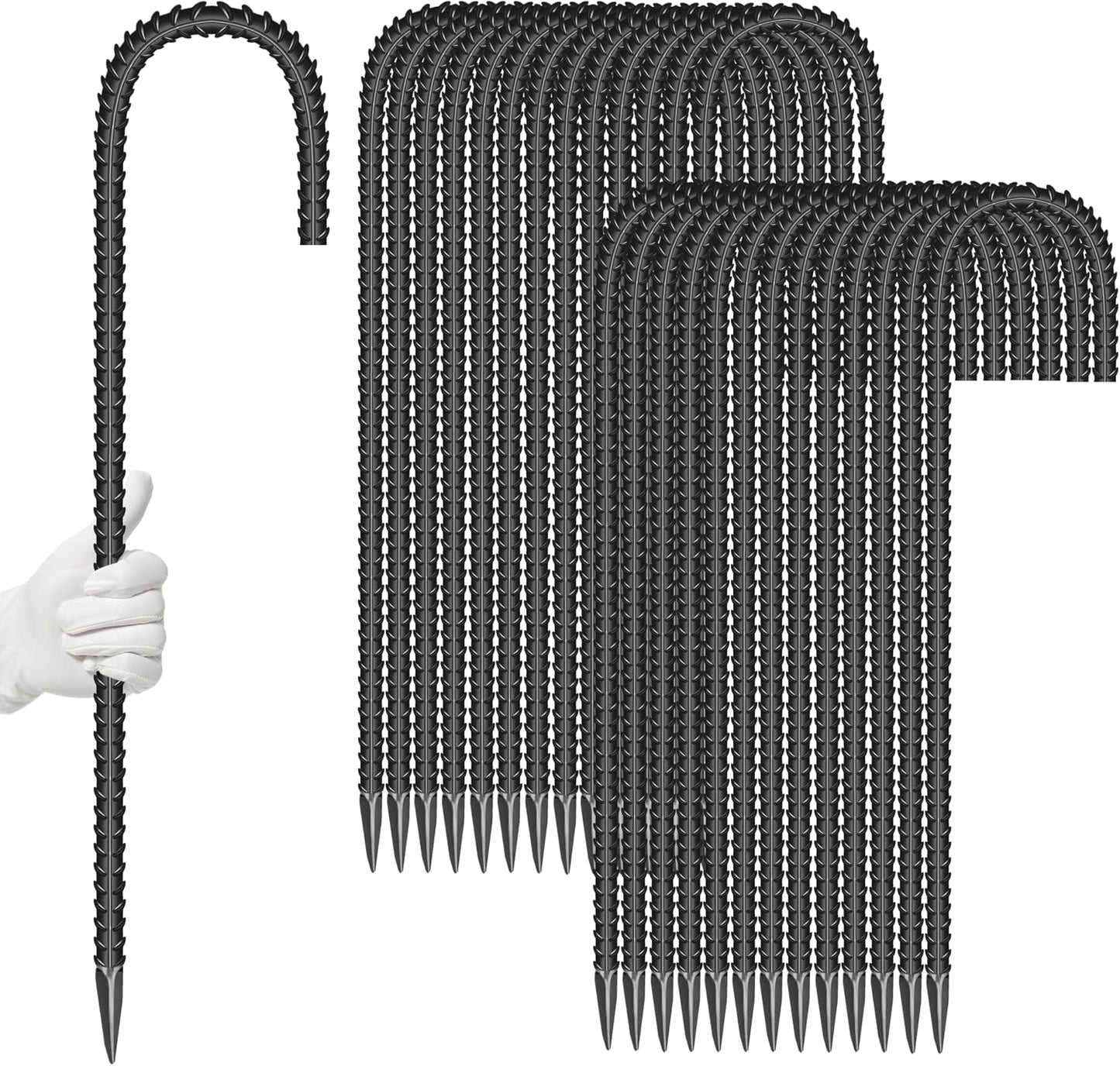 20 Pieces 12-Inch Garden Ground Stakes Galvanized Steel J Shape Hook Rebar Stakes - Heavy Duty Ground Anchors for Tents, Position Kits,Fences, and Trampolines