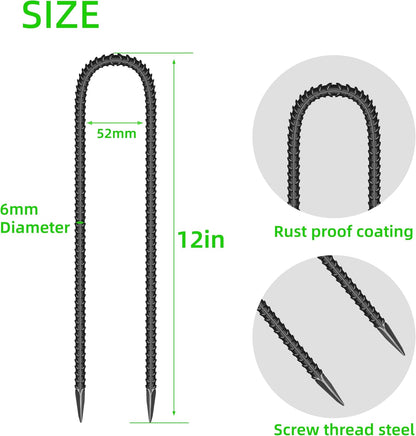 20 Pieces 12-Inch Garden Ground Stakes Galvanized Steel J Shape Hook Rebar Stakes - Heavy Duty Ground Anchors for Tents, Position Kits,Fences, and Trampolines