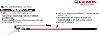 Corona TP 6870 MAX RazorTOOTH DualCOMPOUND Action 14-ft. Tree Pruner