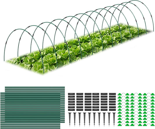60Pcs Garden Hoops for Raised Beds, 12Sets Greenhouse Hoops Grow Tunnel, Rust-Free Fiberglass Support Hoops Frame for Netting Shade Cloth Cover, DIY Plant Support Garden Stakes