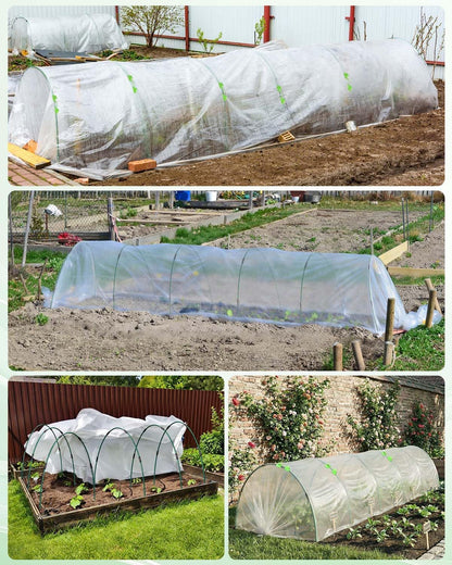 60Pcs Garden Hoops for Raised Beds, 12Sets Greenhouse Hoops Grow Tunnel, Rust-Free Fiberglass Support Hoops Frame for Netting Shade Cloth Cover, DIY Plant Support Garden Stakes