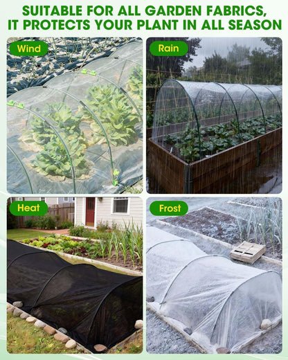 60Pcs Garden Hoops for Raised Beds, 12Sets Greenhouse Hoops Grow Tunnel, Rust-Free Fiberglass Support Hoops Frame for Netting Shade Cloth Cover, DIY Plant Support Garden Stakes
