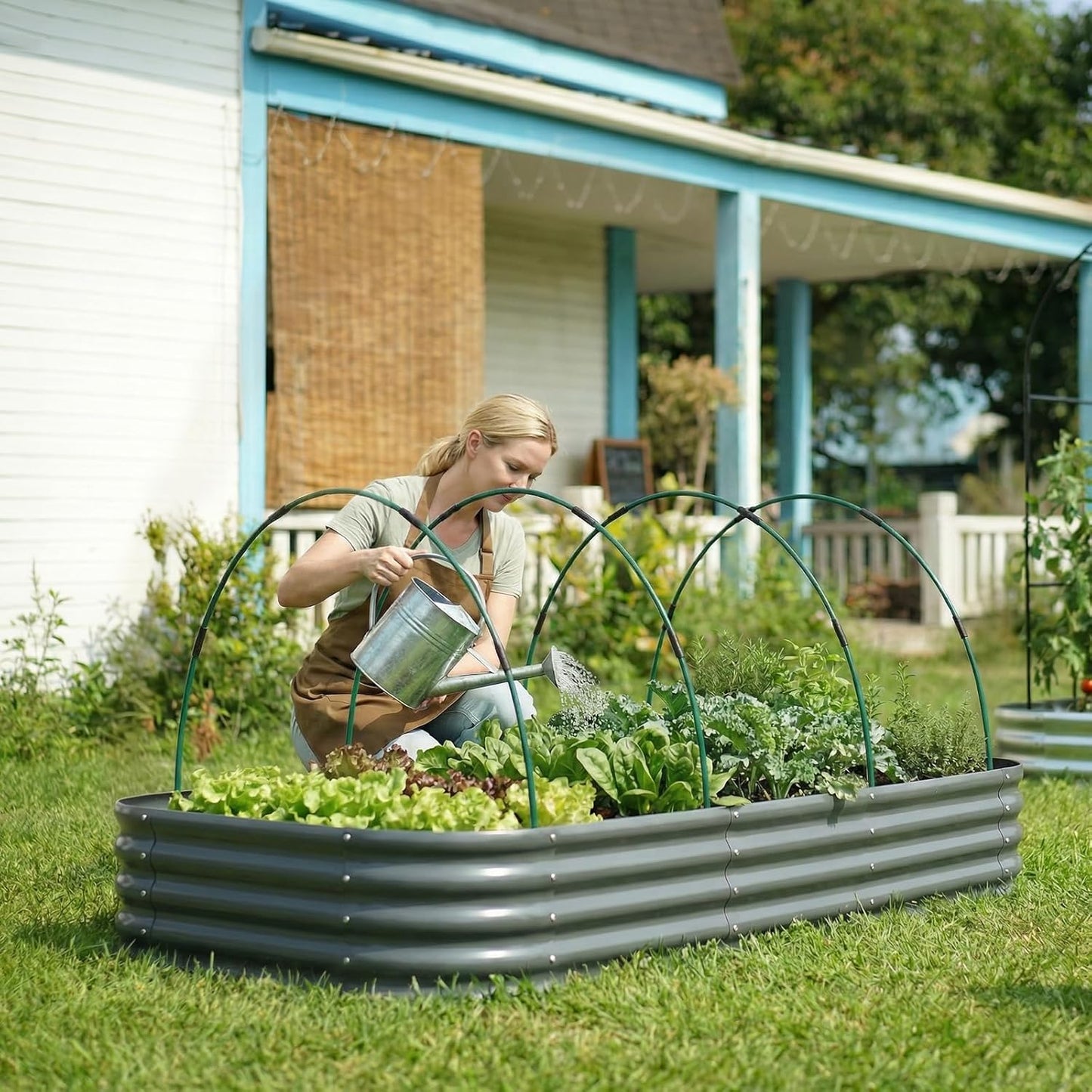 60Pcs Garden Hoops for Raised Beds, 12Sets Greenhouse Hoops Grow Tunnel, Rust-Free Fiberglass Support Hoops Frame for Netting Shade Cloth Cover, DIY Plant Support Garden Stakes