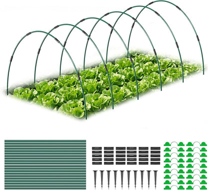 60Pcs Garden Hoops for Raised Beds, 12Sets Greenhouse Hoops Grow Tunnel, Rust-Free Fiberglass Support Hoops Frame for Netting Shade Cloth Cover, DIY Plant Support Garden Stakes