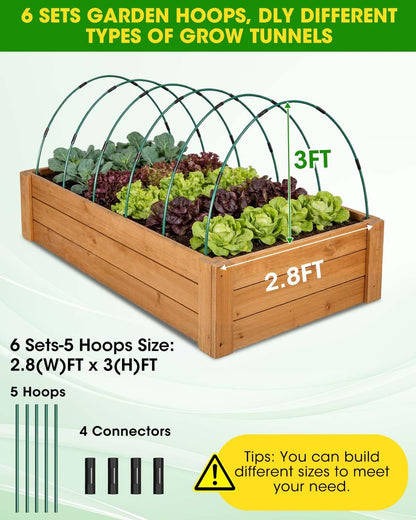 60Pcs Garden Hoops for Raised Beds, 12Sets Greenhouse Hoops Grow Tunnel, Rust-Free Fiberglass Support Hoops Frame for Netting Shade Cloth Cover, DIY Plant Support Garden Stakes