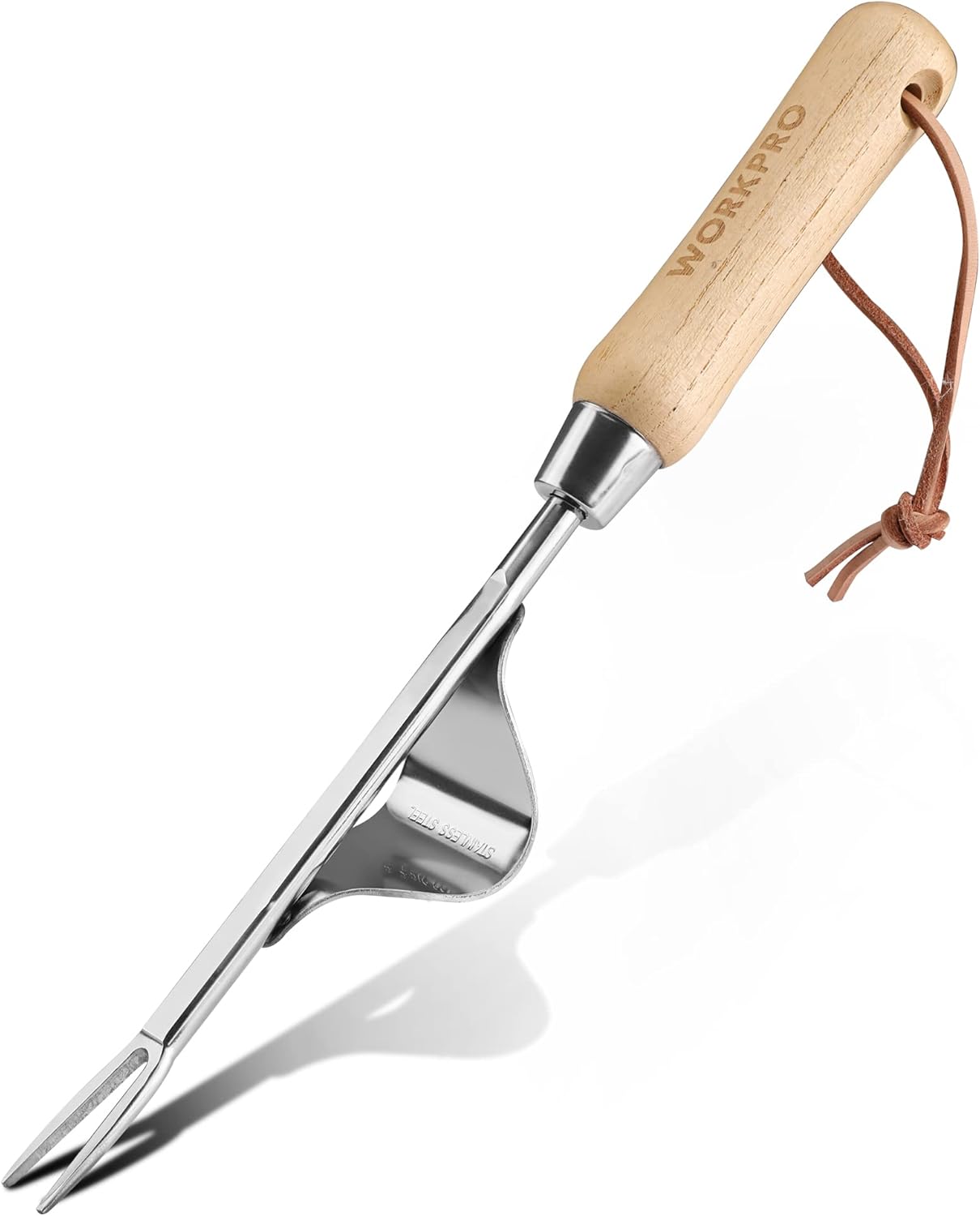 Weed Puller Tool, V-Shaped Forks and Metal Leverage Base