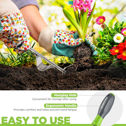 Weed Puller Tool, V-Shaped Forks and Metal Leverage Base