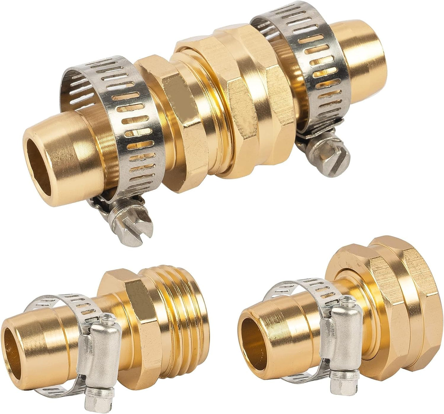Garden Hose Repair Connector with Clamps, Fit for 3/4" or 5/8" Garden Hose Fitting, Male and Female Hose Adapter Water Hose Repair Kit, 5 Set