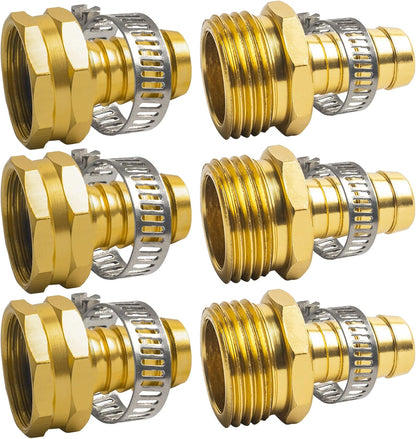 Garden Hose Repair Connector with Clamps, Fit for 3/4" or 5/8" Garden Hose Fitting, Male and Female Hose Adapter Water Hose Repair Kit, 5 Set