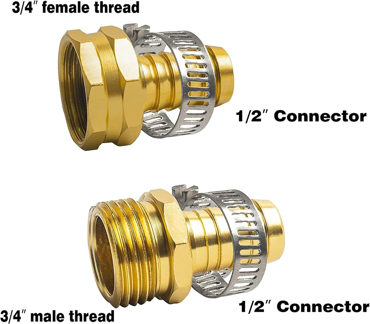 Garden Hose Repair Connector with Clamps, Fit for 3/4" or 5/8" Garden Hose Fitting, Male and Female Hose Adapter Water Hose Repair Kit, 5 Set