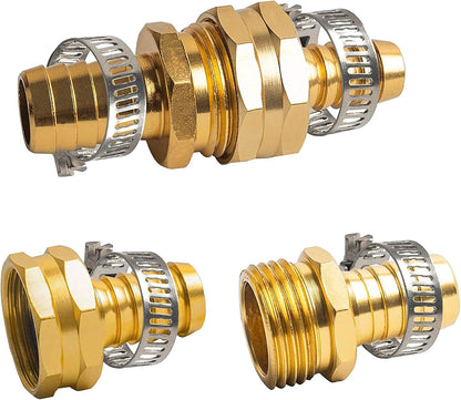 Garden Hose Repair Connector with Clamps, Fit for 3/4" or 5/8" Garden Hose Fitting, Male and Female Hose Adapter Water Hose Repair Kit, 5 Set