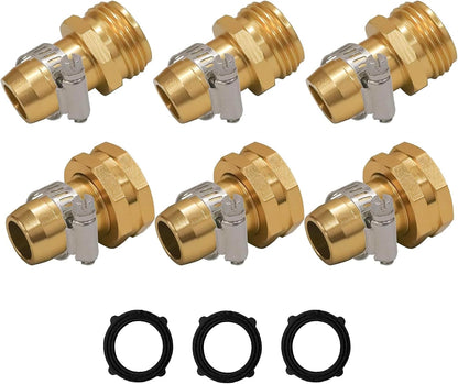 Garden Hose Repair Connector with Clamps, Fit for 3/4" or 5/8" Garden Hose Fitting, Male and Female Hose Adapter Water Hose Repair Kit, 5 Set