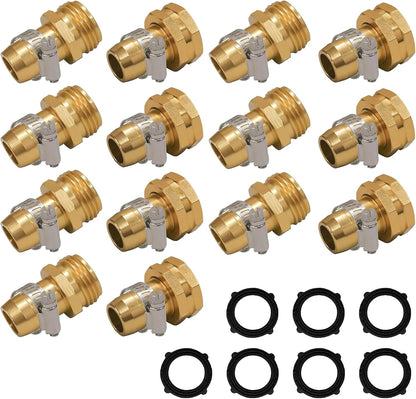 Garden Hose Repair Connector with Clamps, Fit for 3/4" or 5/8" Garden Hose Fitting, Male and Female Hose Adapter Water Hose Repair Kit, 5 Set