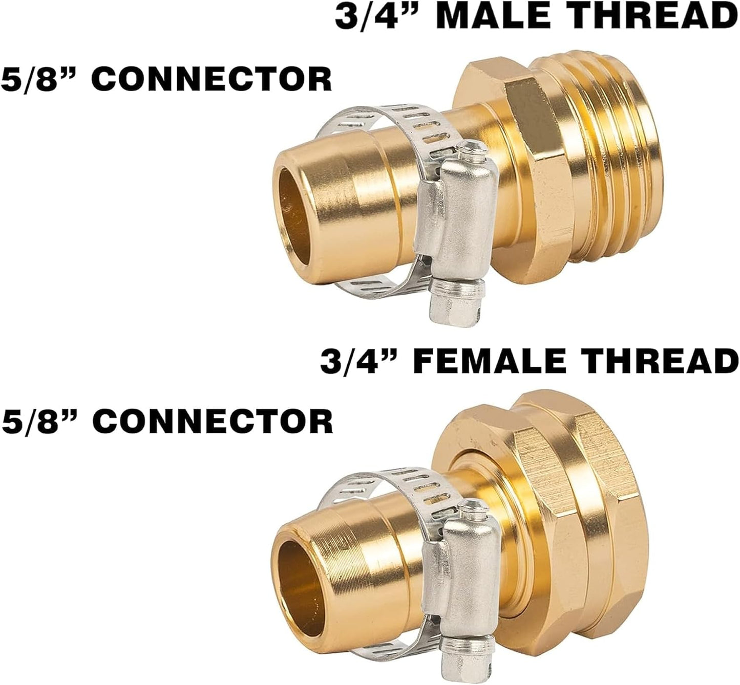 Garden Hose Repair Connector with Clamps, Fit for 3/4" or 5/8" Garden Hose Fitting, Male and Female Hose Adapter Water Hose Repair Kit, 5 Set