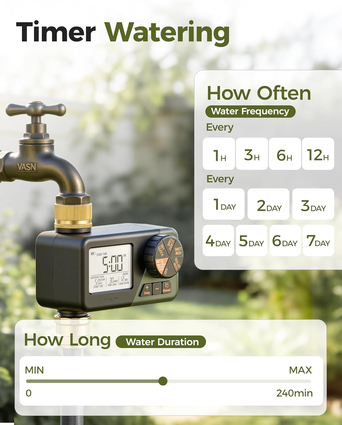 Brass Irrigation Timer, Faucet Timer for Outdoor Watering