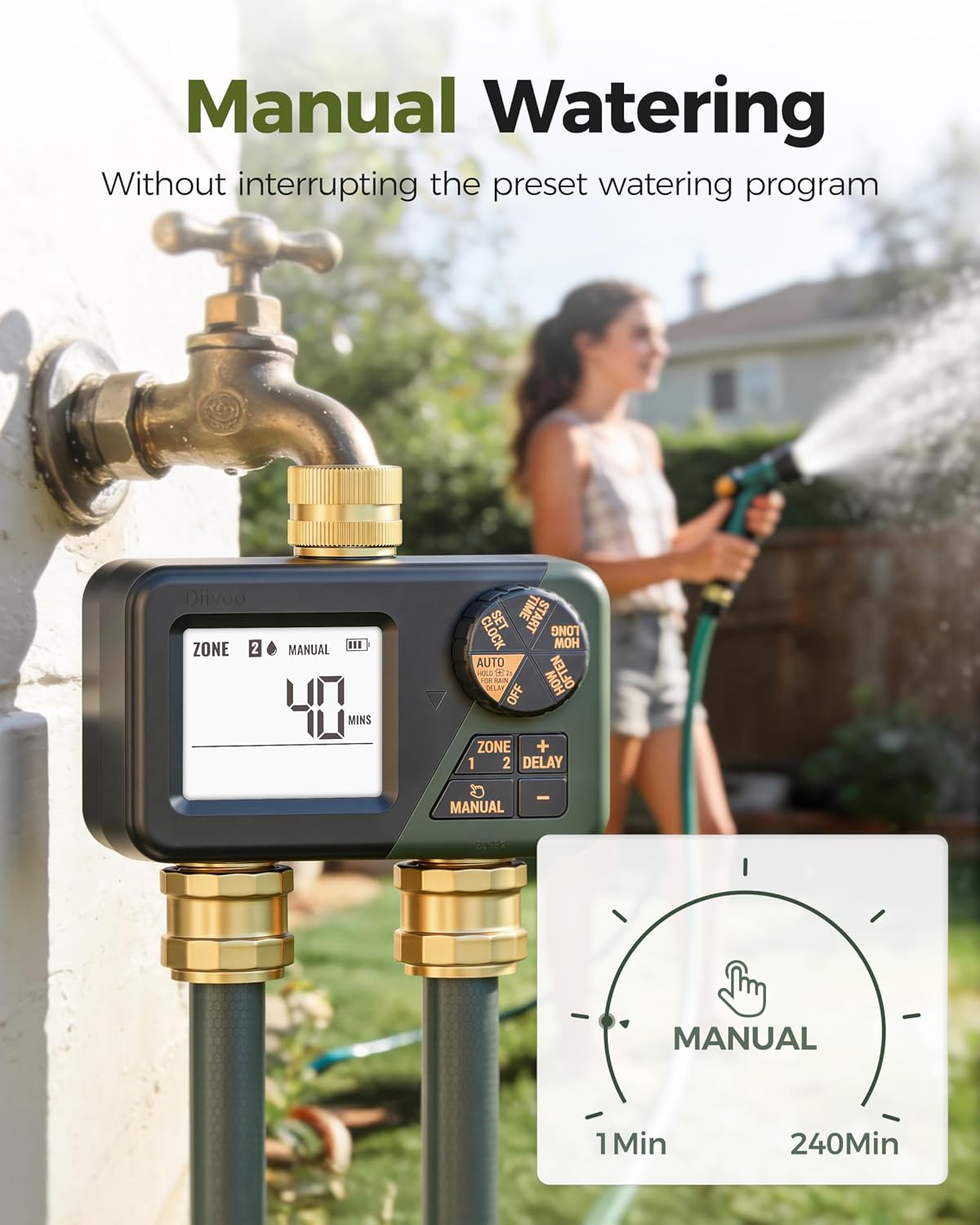 Brass Irrigation Timer, Faucet Timer for Outdoor Watering